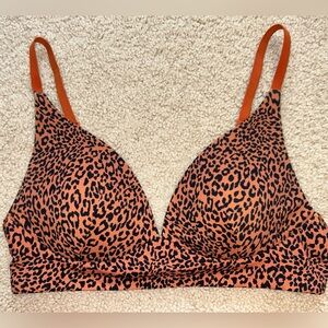 EUC Ladies Ambrielle Orange and Black Padded Bra with Modern Animal Print Sz S